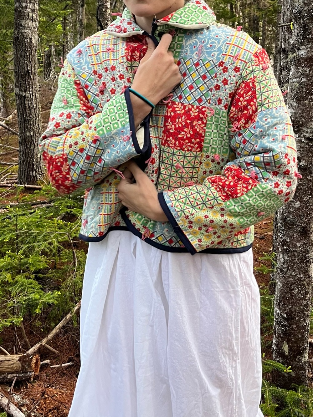 Quilt Coat - Handmade, Multicolor Floral & Green